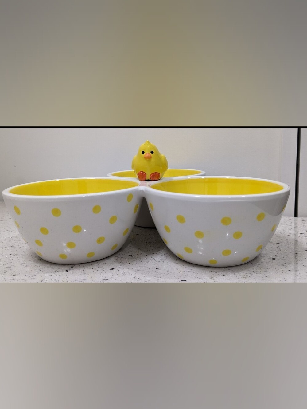 Tag Yellow Chick Easter Polka Dot 3-Section Candy/Snack Bowl
